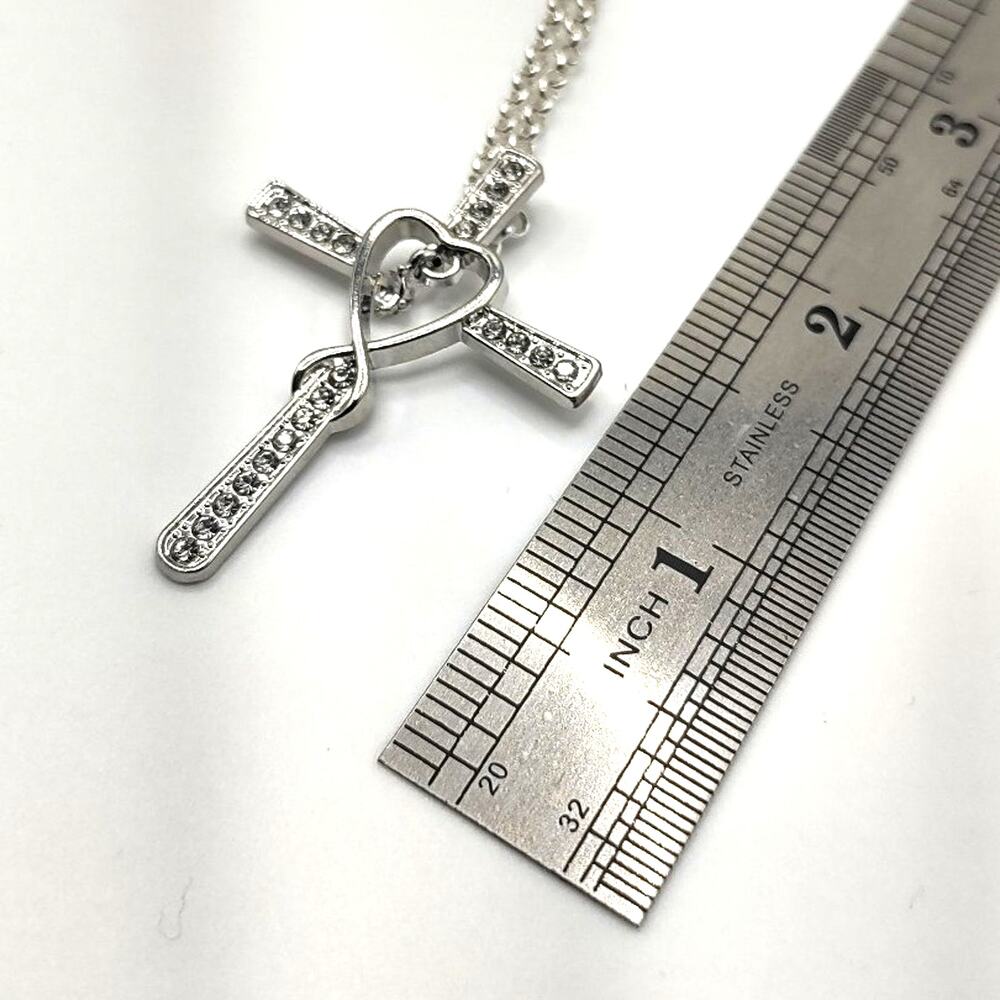 925 Sterling Silver Cross Necklace Infinity Heart Zircon Valentines Birthday NEW